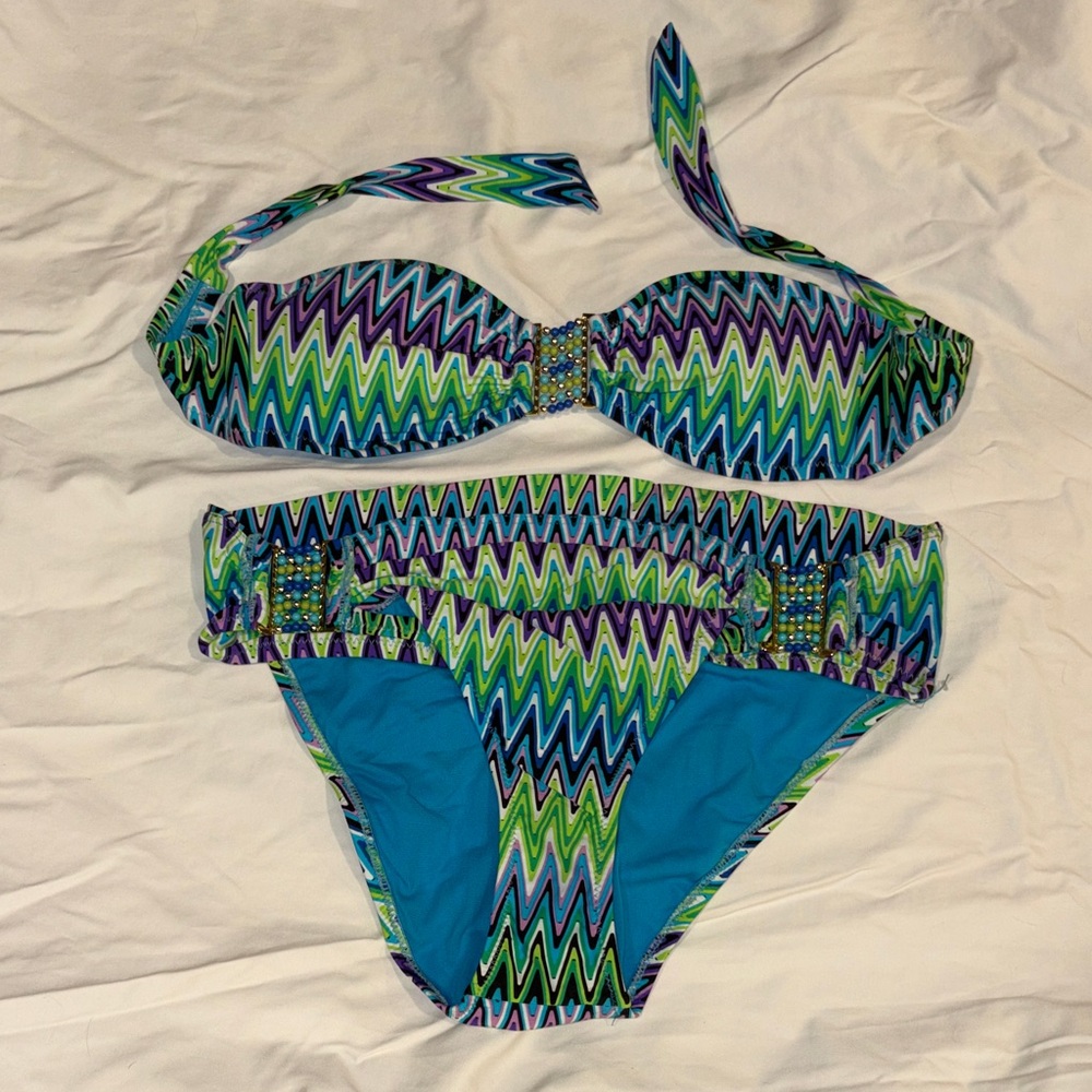 ABS Allen Schwartz Multicolor Zigzag Bikini